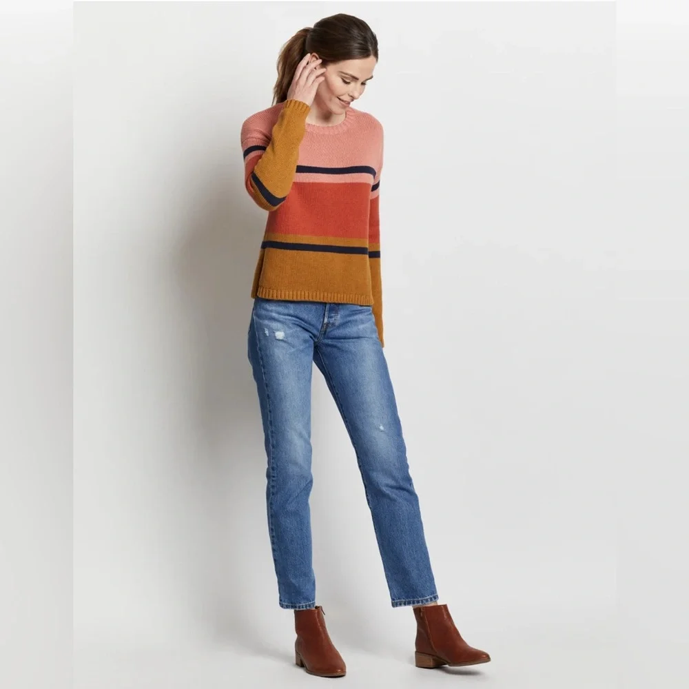 Pendleton Women’s Relaxed-fit Stripe Pullover Sweater Pink Tan Size M NWT - Picture 3 of 8